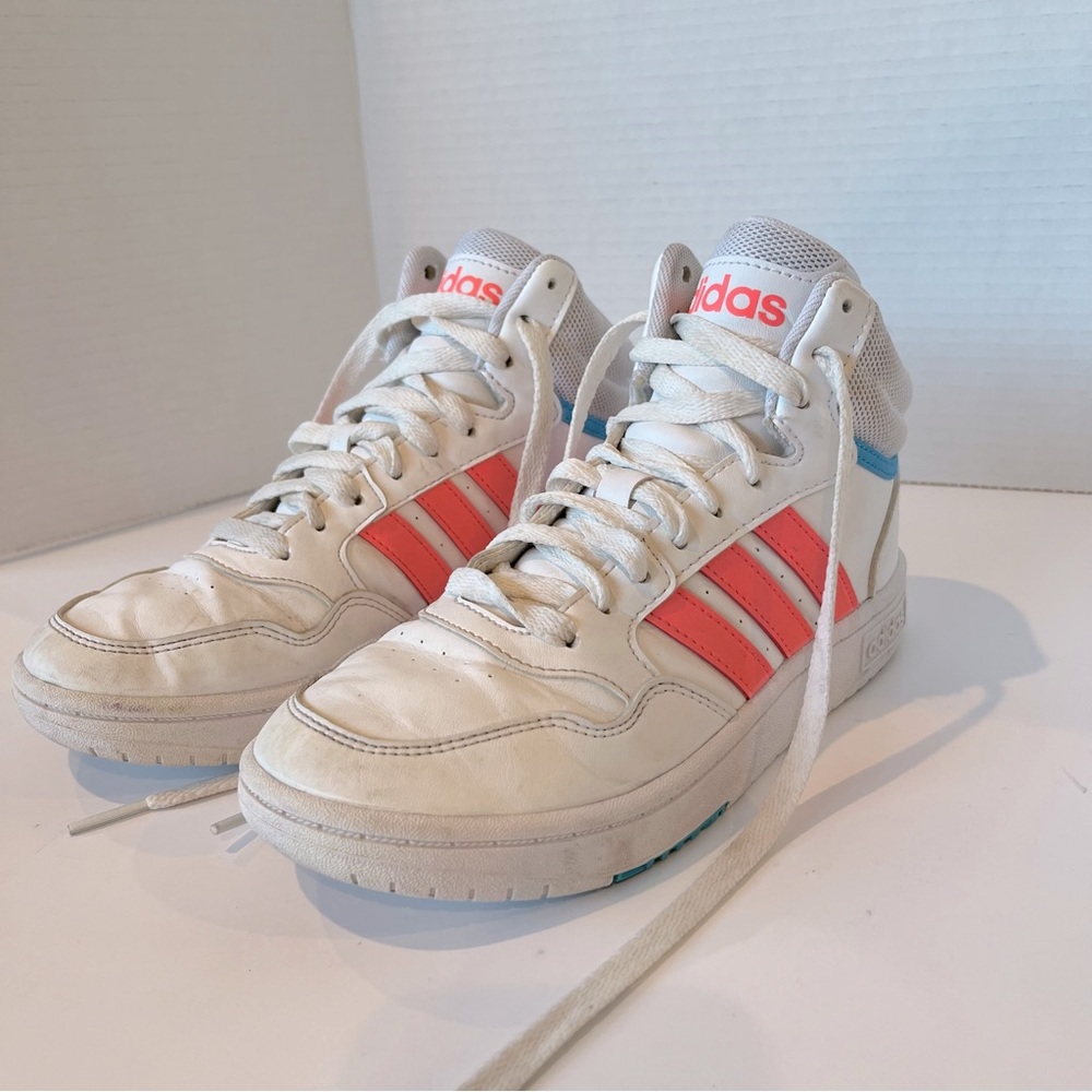 Adidas Hoops Mid 3.0 K White Pink Basketball Sneakers GW6110 Girls Size 3